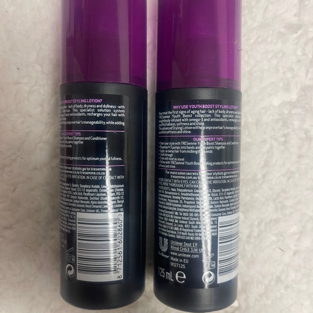 Tresemme Youth Boost Styling Lotion Recharges Youthful Fullness 125ml  (2 Pack) - Picture 2 of 2